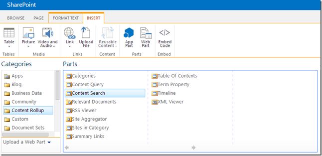 Content Rollup category